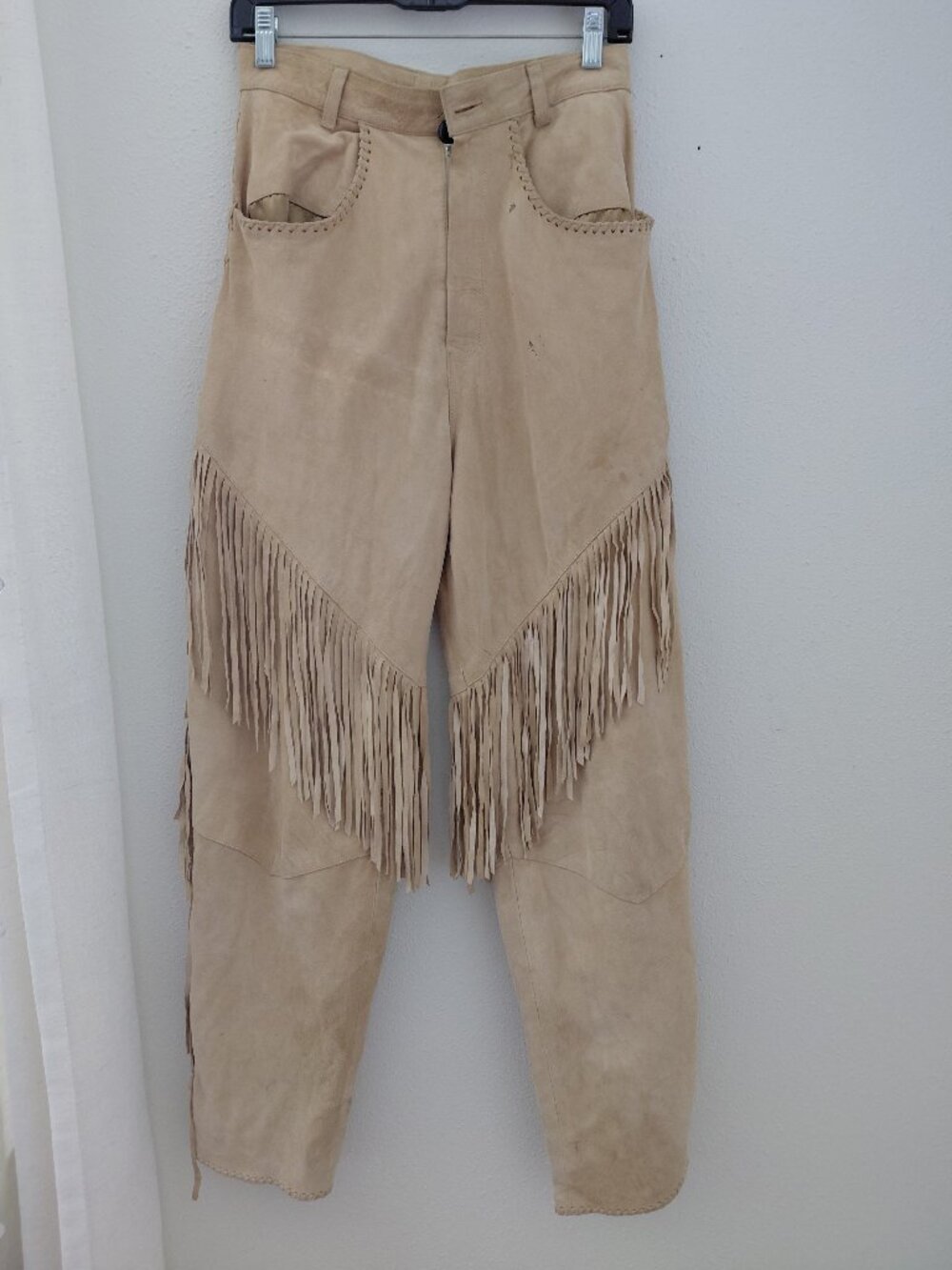 Vintage Livingston Williams True West Leather Suede Fringe Pants Western Cowgirl